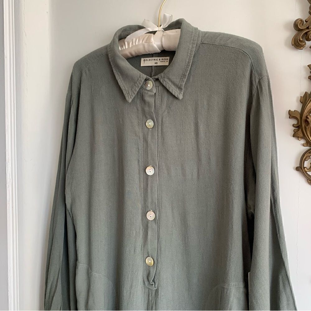 ELECTRIC & ROSE X FREE PEOPLE SIERRA OVERSIZED ROMPER SAGE GREEN XS - Picture 6 of 13